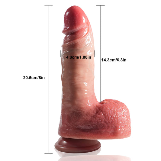 強力ピストン&振動ディルド 20.6cm 包皮なし・リアルスキン質感