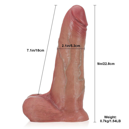 巨大ディルド 22.8cm スライドレザーとボール 液体シリコン素材
