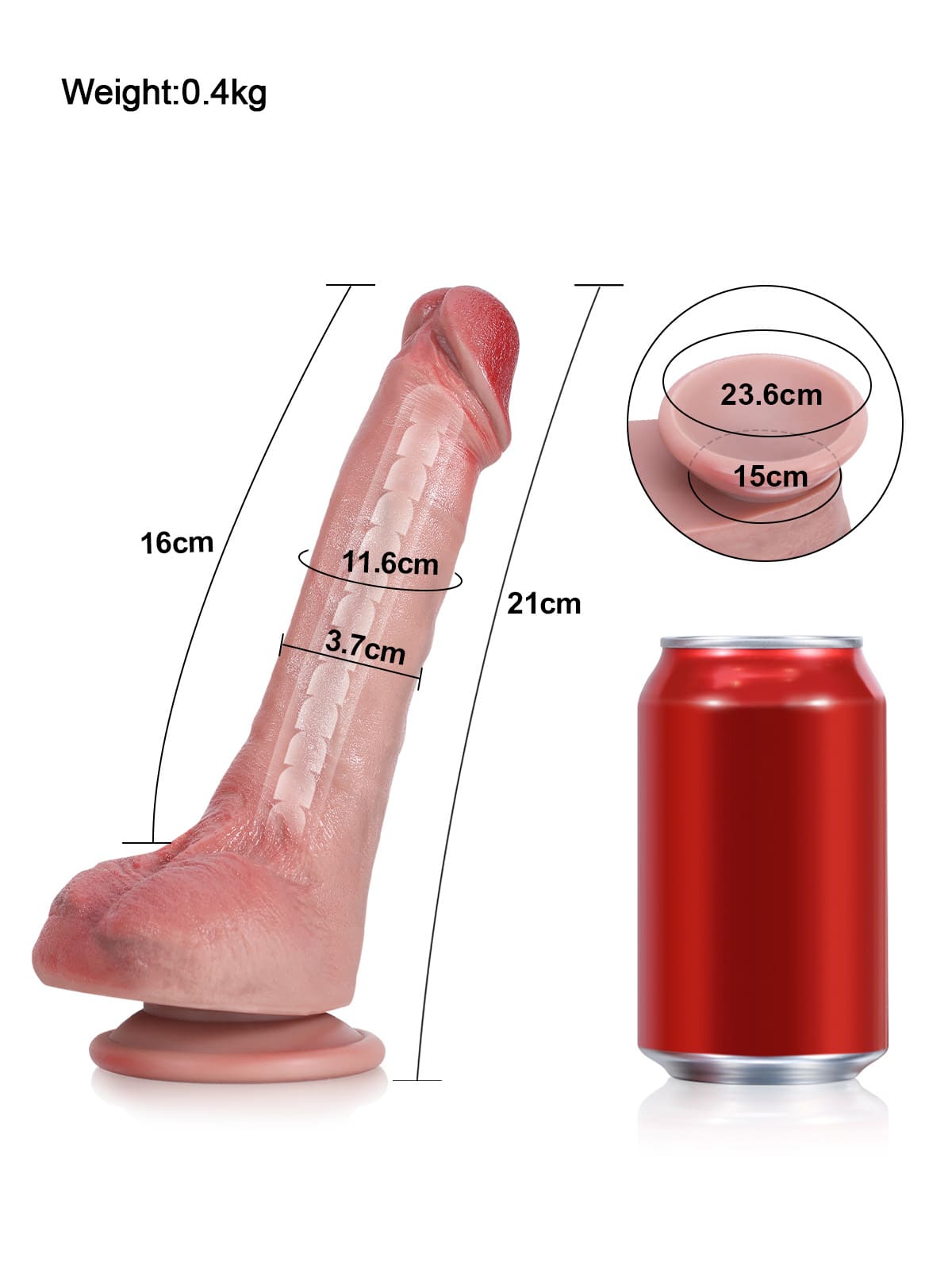 ジョディ (Jodie) 20cm ディルド リアル|自在に曲がる内部骨格と二層構造の生質感