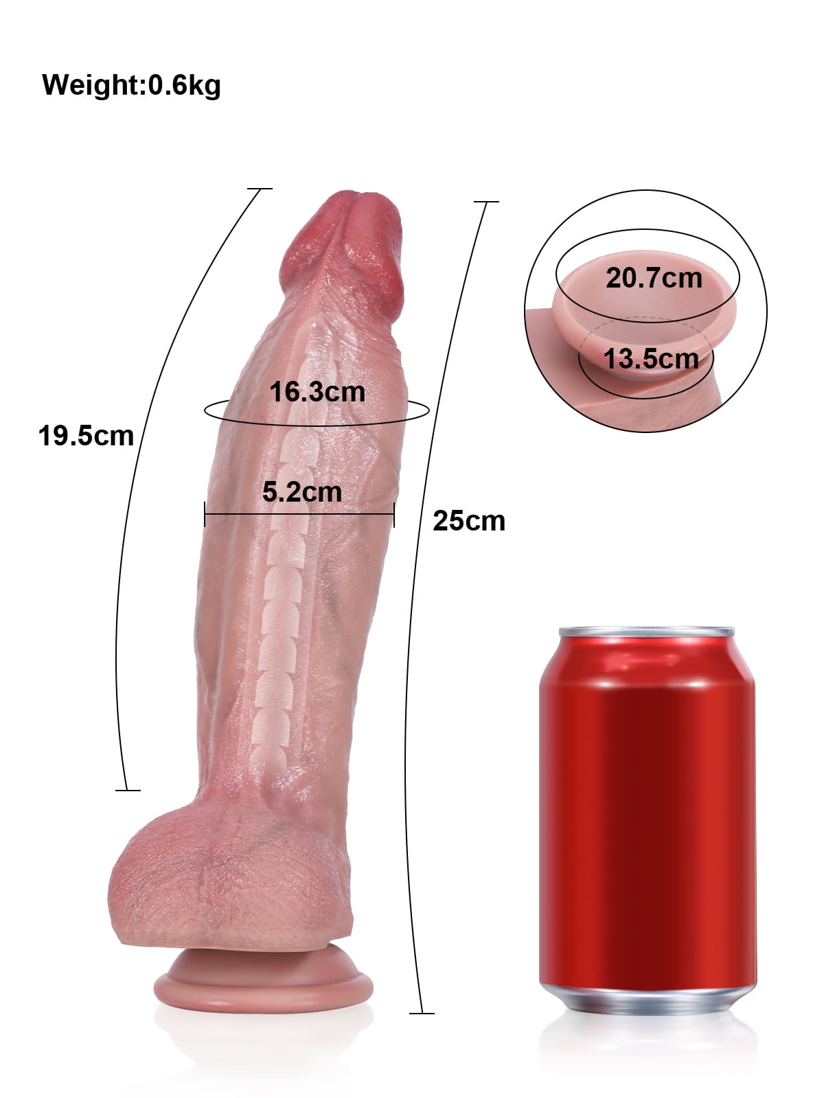 リアム (Liam) 25cm ディルド リアル|金属骨格による形状固定と肉厚な充填感