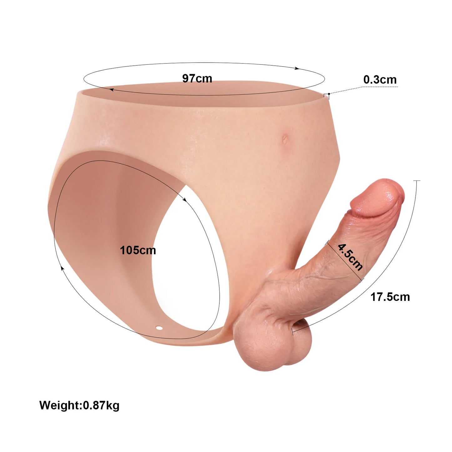 ウェアラブルシリコン・ディルド｜ソリッドシャフト＆ソフト睾丸ストラップオン