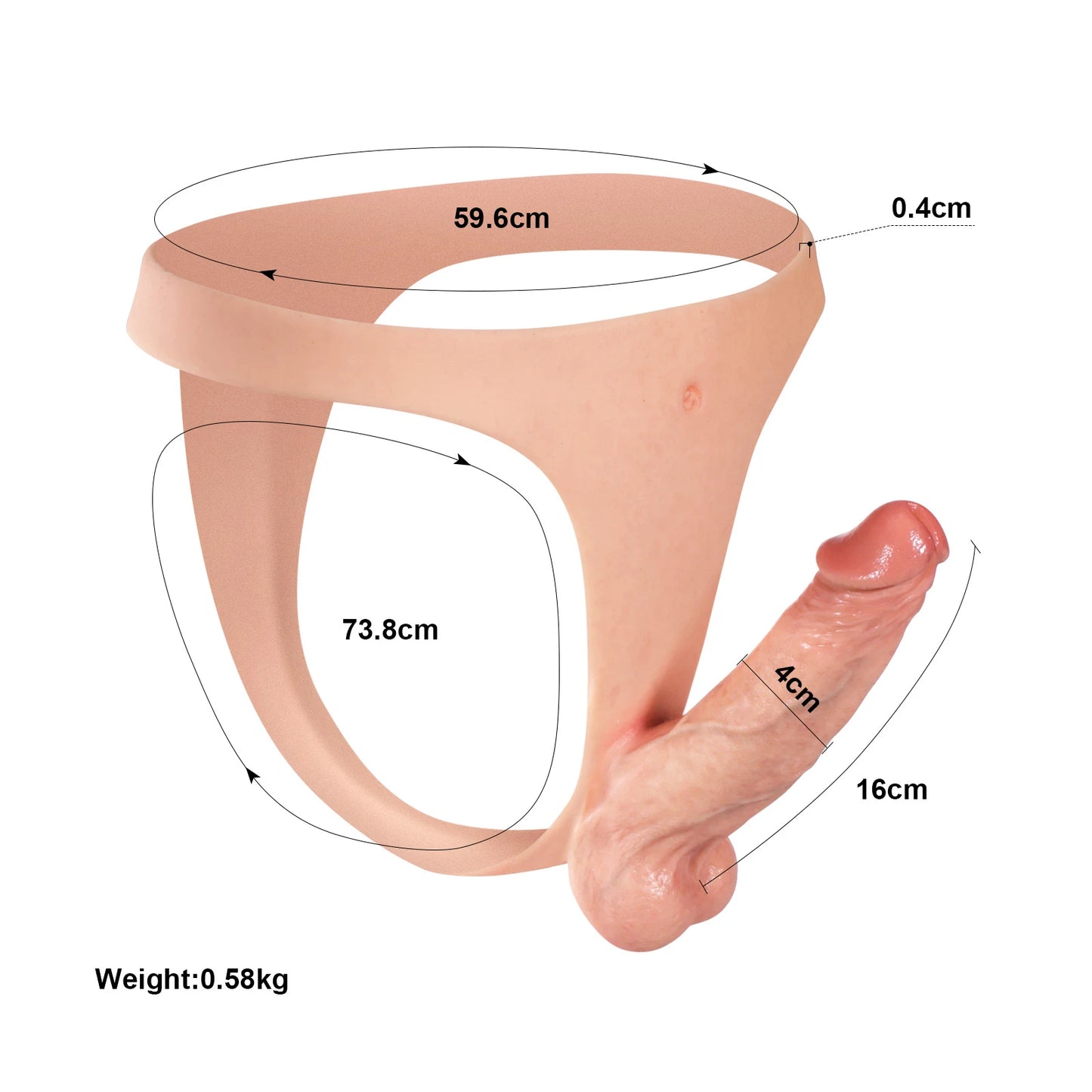 軽量シリコン製ストラップオン 16cm｜スリムベルト＆リアルな使用感