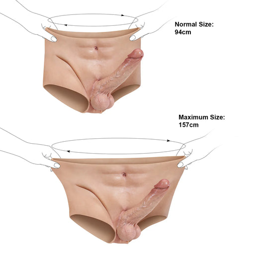 フルカバー型シリコンストラップオンショーツ｜リアルディルド一体設計 18.5cm