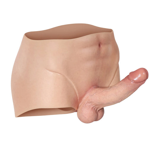 フルカバー型シリコンストラップオンショーツ｜リアルディルド一体設計 18.5cm