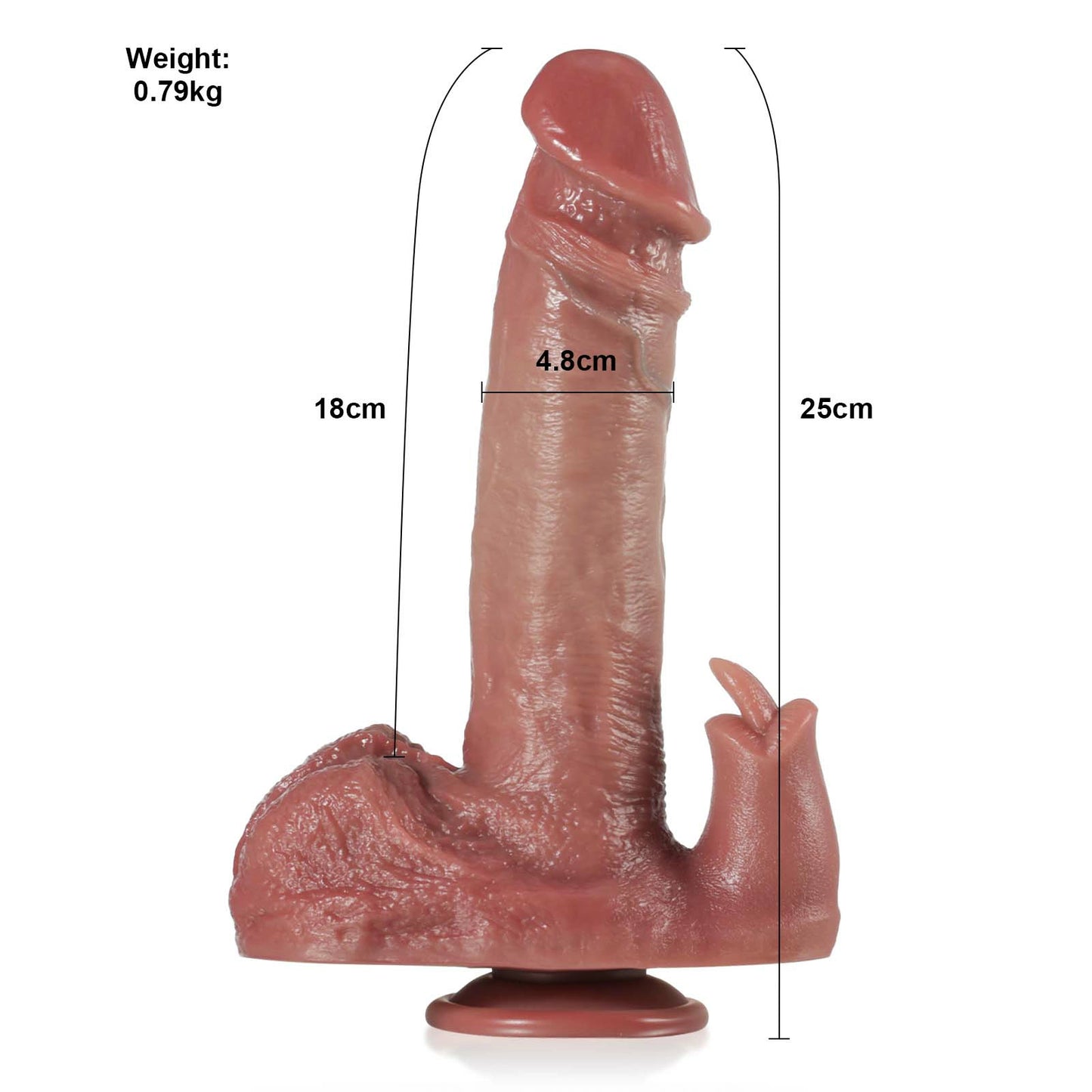 電動ディルド 25cm｜伸縮・振動・加熱・舌舐め機能付きリアルモデル