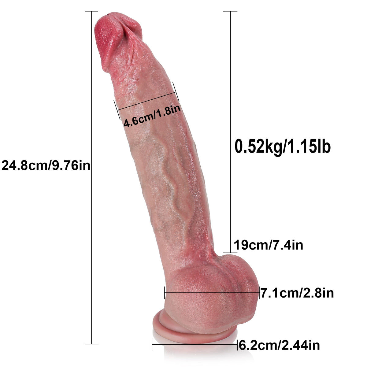 シェーン (Shane) 24.8cm 巨大ディルド｜自在に曲がる可動芯と導入補助設計